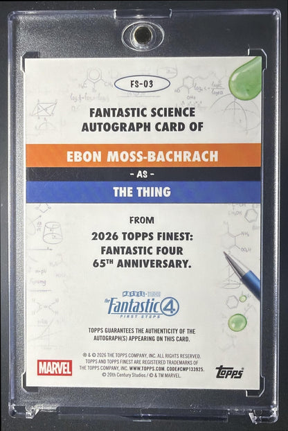 2026 Topps Marvel Finest The Fantastic Four 65th Ann. Ebon Moss-Bachrach as Thing #FS-03 Science Auto