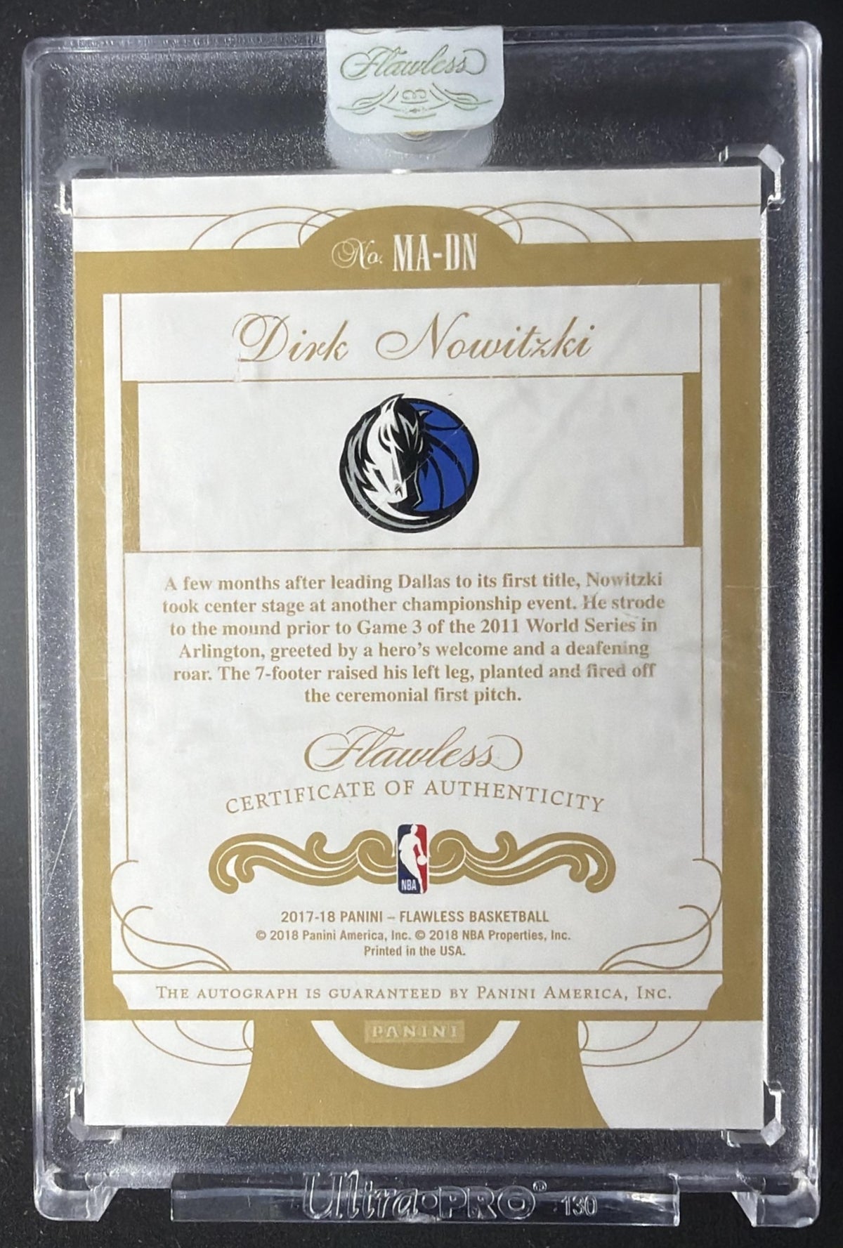 2016 Panini Flawless Dirk Nowitzki #EX-DNO Excellence Signatures Ruby /15 Auto