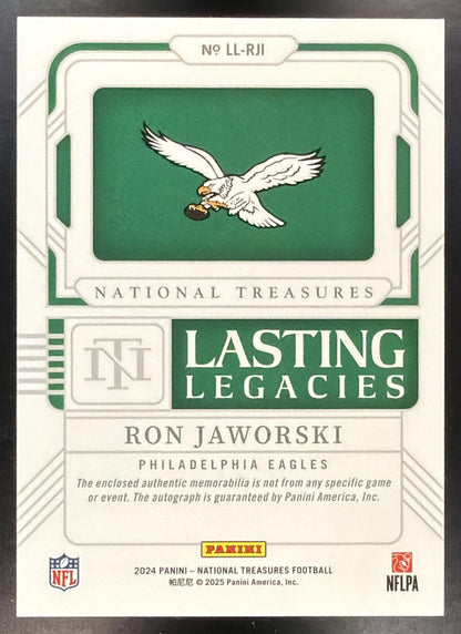 2024 Panini National Treasures Ron Jaworski #LL-RJI Lasting Legacies Auto Relic 10/99
