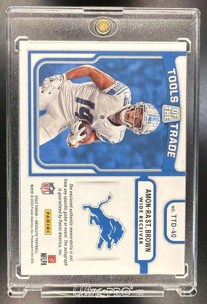 2022 Panini Absolute Amon-Ra St. Brown #TTD-40 Tools of the Trade Materials Double Autos /99 MEM Auto