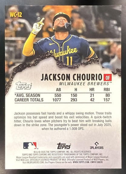 2026 Topps Chrome LogoFractor Jackson Chourio #WC-12 Wrecking Crew Gold 21/50