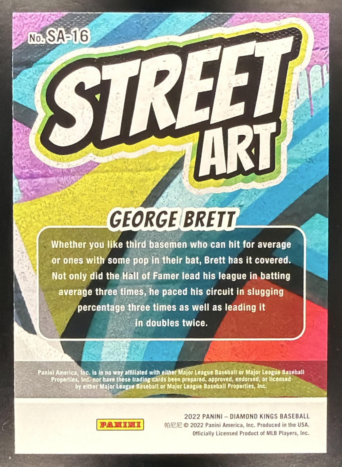 2022 Panini Diamond Kings George Brett #SA-16 Street Art
