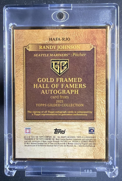 2025 Topps Gilded Collection Randy Johnson #HAFA-RJO Gold Framed Hall of Fame Auto /10