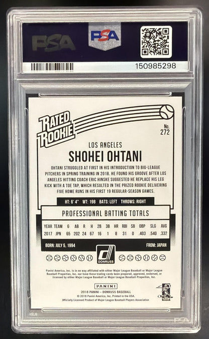 2018 Panini Chronicles Shohei Ohtani #272 Donruss Rated Rookie RC PSA 10