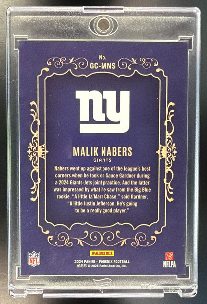 2024 Panini Phoenix Malik Nabers #GC-MNS Gridiron Crowns Rookie SP