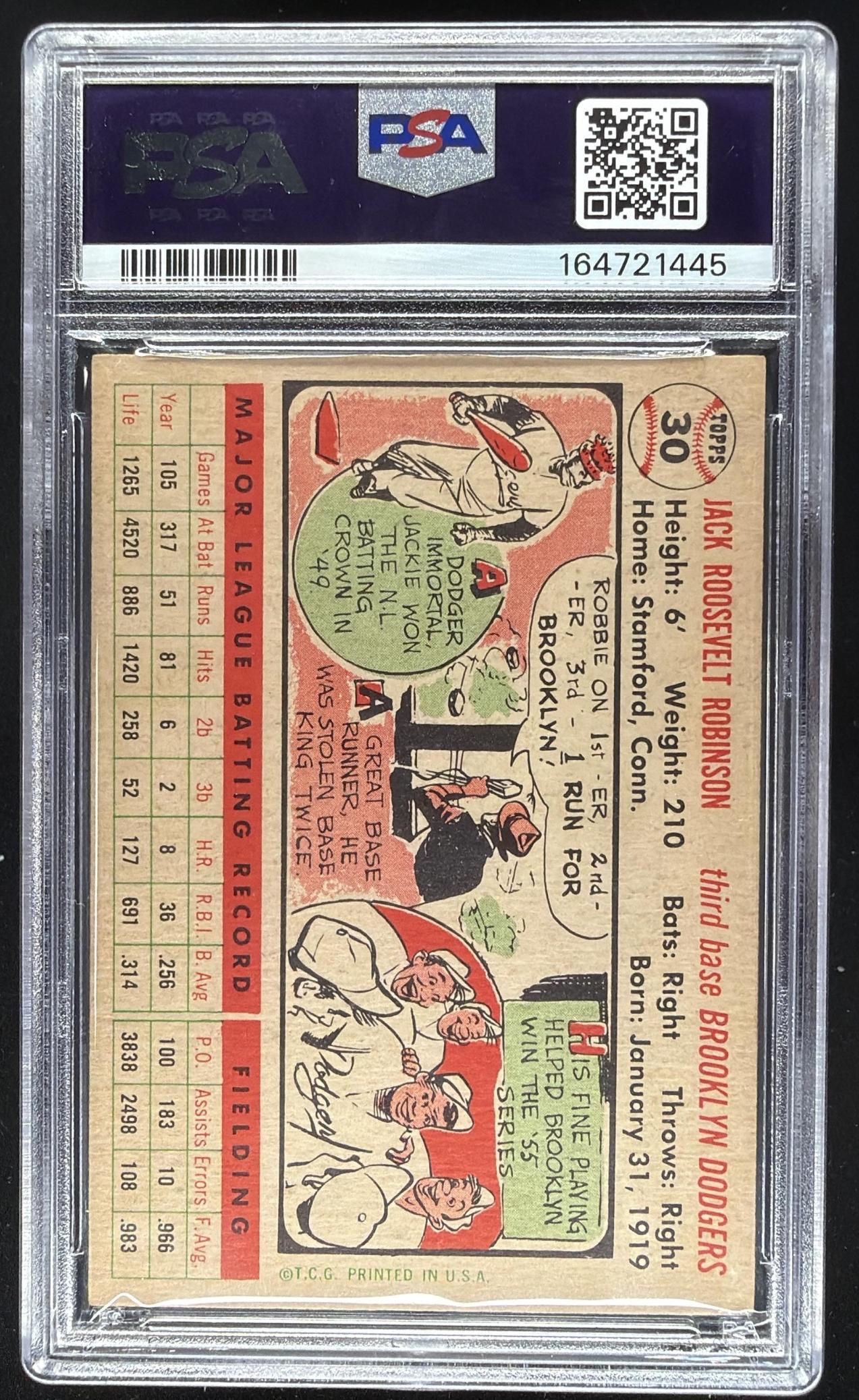 1956 Topps Jackie Robinson White Back #30 PSA 4