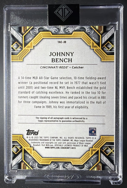 2025 Topps Transcendent Collection Johnny Bench #TAC-JB Auto 5/25