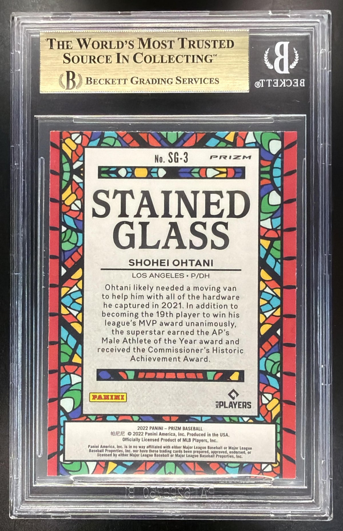 2022 Panini Prizm Shohei Ohtani #SG-3 Stained Glass Purple BGS 9.5
