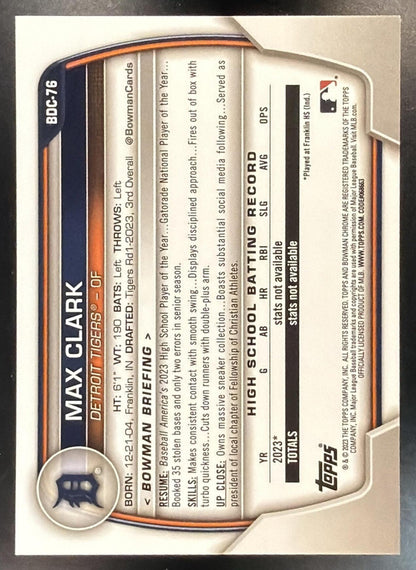 2023 Bowman Draft Sapphire Max Clark #BDC-76 Chrome 1st Prospect