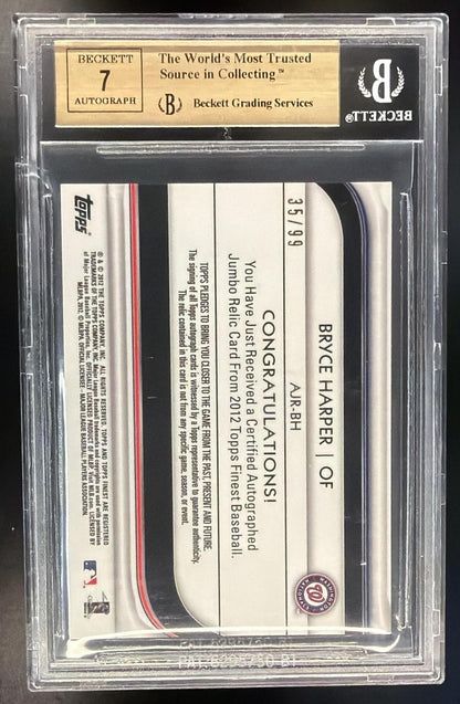 2012 Topps Finest Bryce Harper #AJR-BH Orange Rookie Patch Auto /99 BGS 9.5