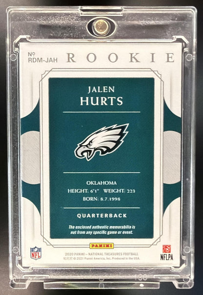 2020 Panini National Treasures Jalen Hurts #RDM-JAH Rookie Patch /35