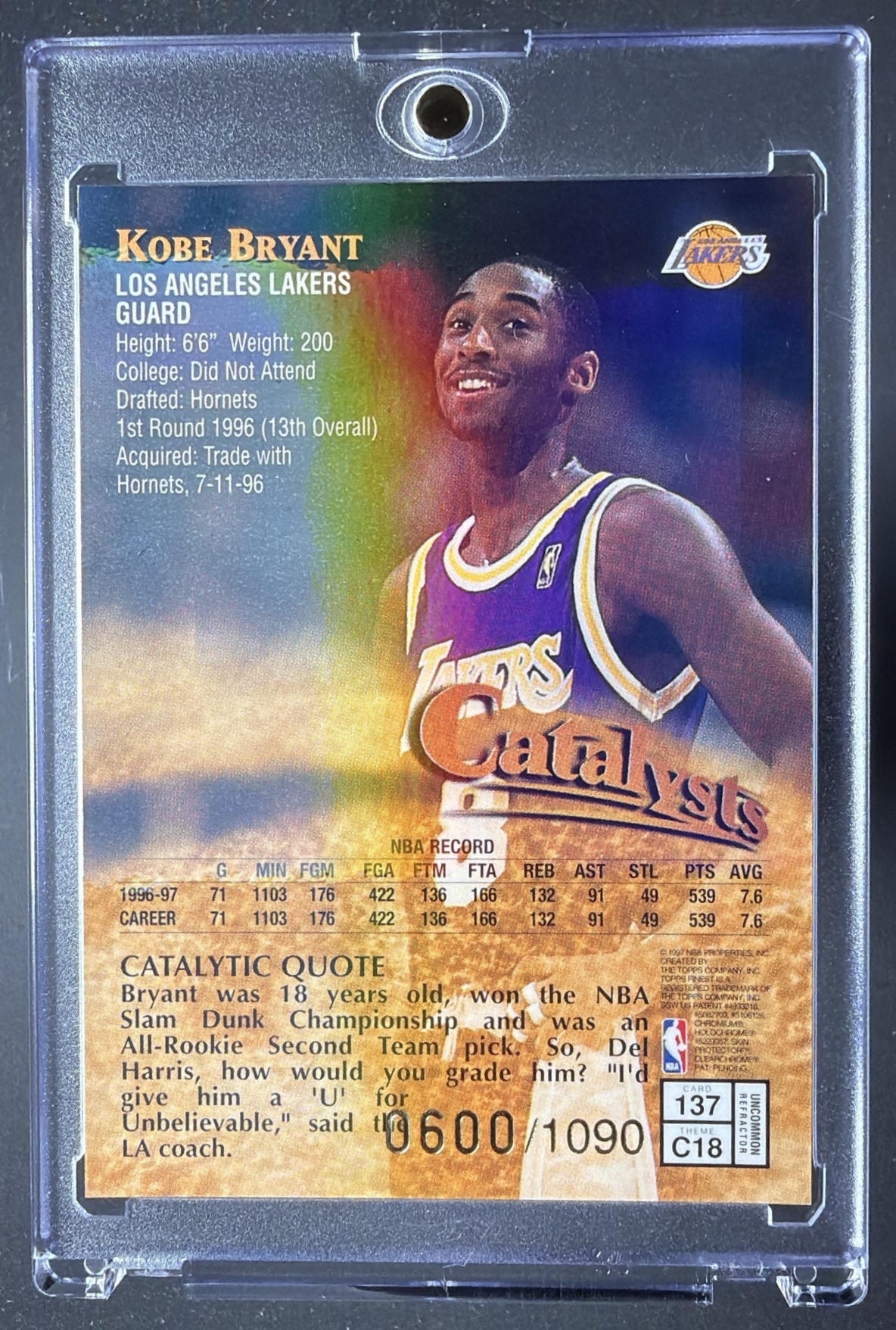 1997-98 Topps Finest Kobe Bryant #137 Silver /1090 Coating