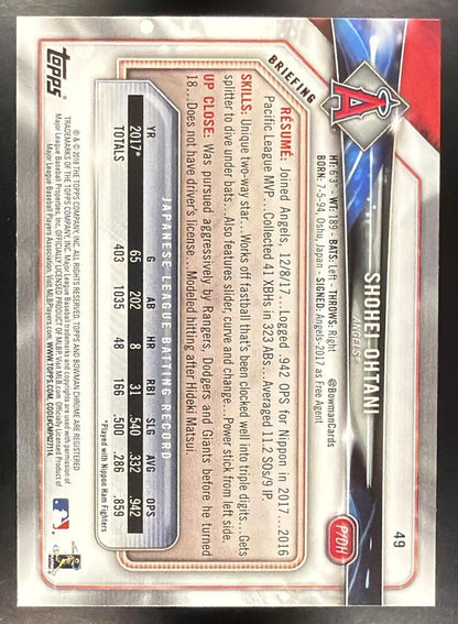 2018 Bowman Shohei Ohtani #49 RC Pitching