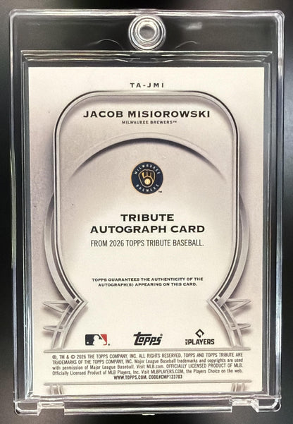 2026 Topps Tribute Jacob Misiorowski #TA-JMI Auto Purple 72/75 RC