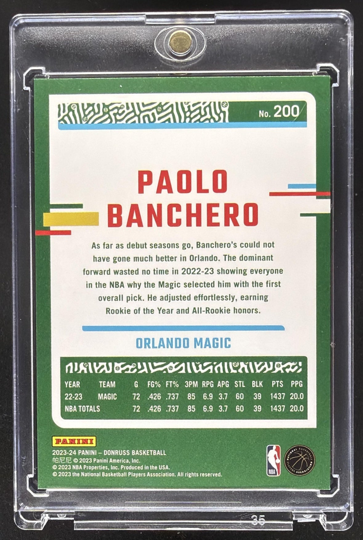 2023-24 Donruss Paolo Banchero Black Gold /8