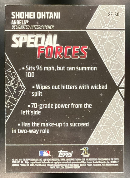2018 Topps Stadium Club Shohei Ohtani #SF-SO Special Forces RC