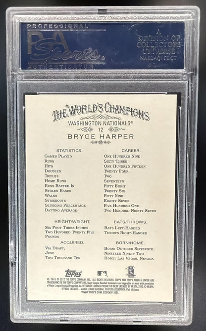 2012 Topps Allen & Ginter Bryce Harper #12 RC PSA 10