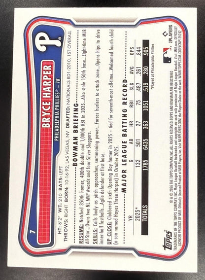 2026 Bowman Baseball Bryce Harper #6 Orange Pattern 16/25