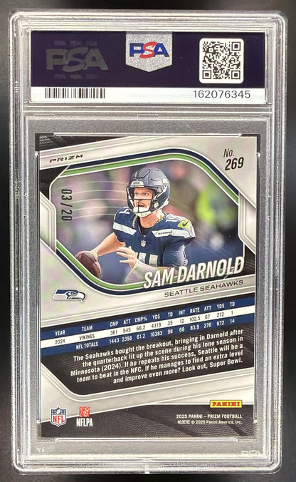 2025 Panini Prizm Sam Darnold #269 Choice Red 3/20 PSA 10