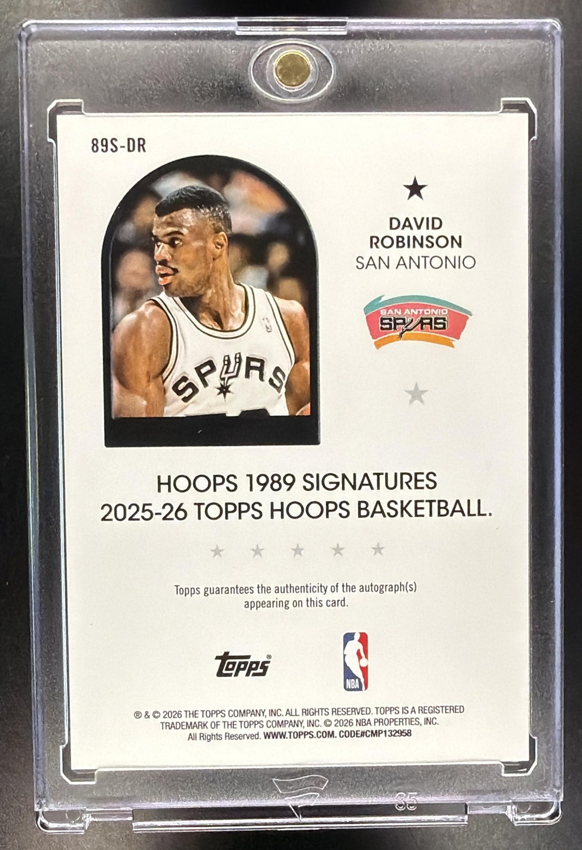 2025-26 Topps Hoops David Robinson #89S-DR 1989 Green Auto