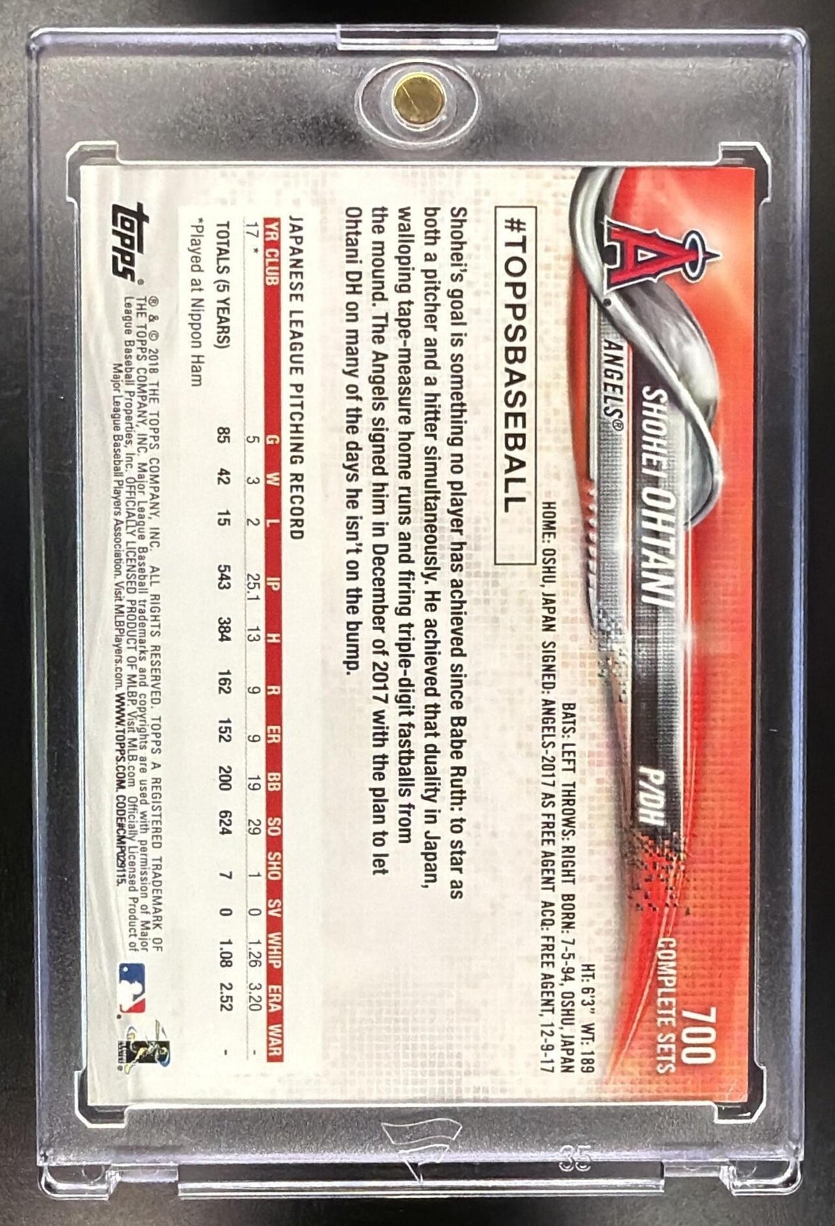2018 Topps Shohei Ohtani #700 Rookie Angels RC