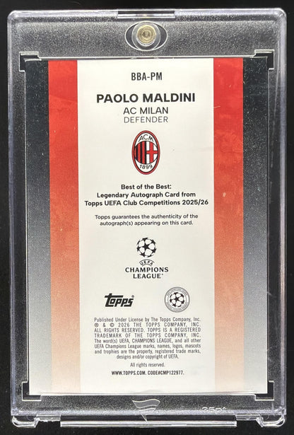 2025 Topps UEFA Club Competitions Paolo Maldini #BBA-PM Auto