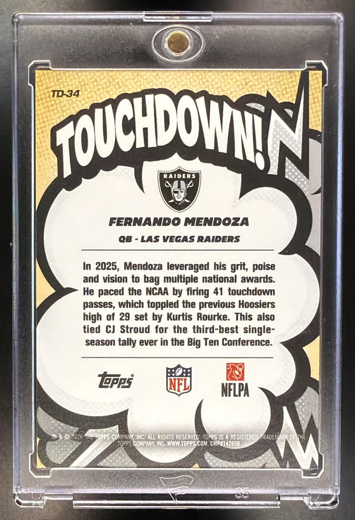 2026 Topps Fernando Mendoza #TD-34 Touchdown SP RC