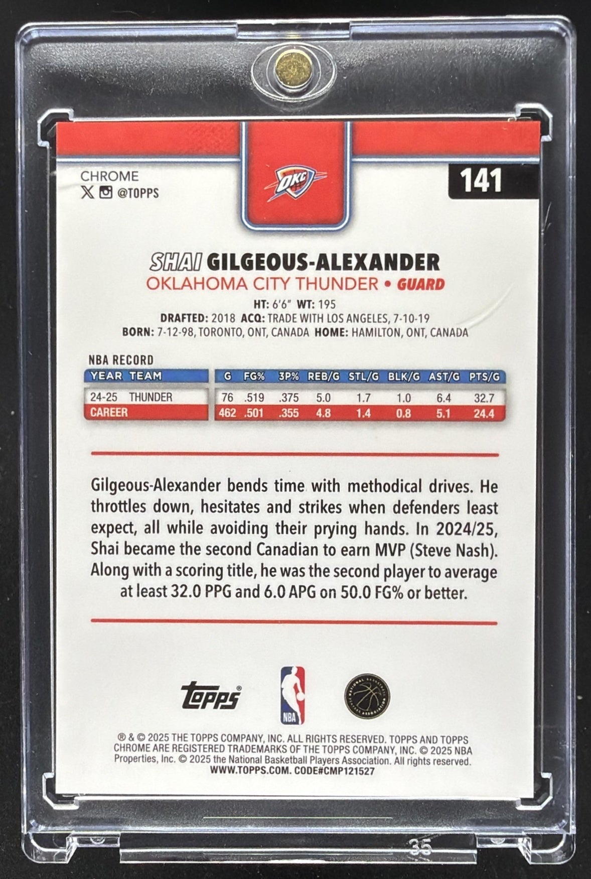 2025-26 Topps Chrome Shai Gilgeous-Alexander #141