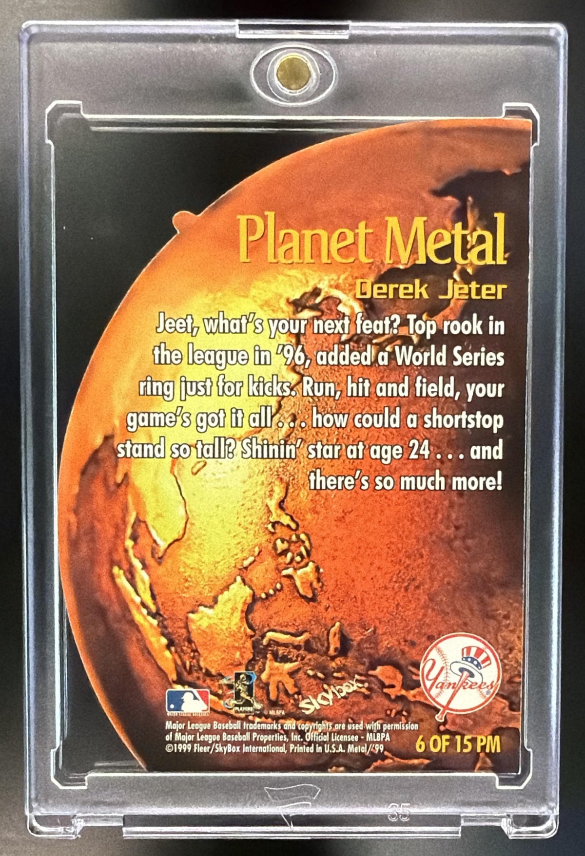 1999 Skybox Metal Universe Derek Jeter #6 Planet Metal Die Cut