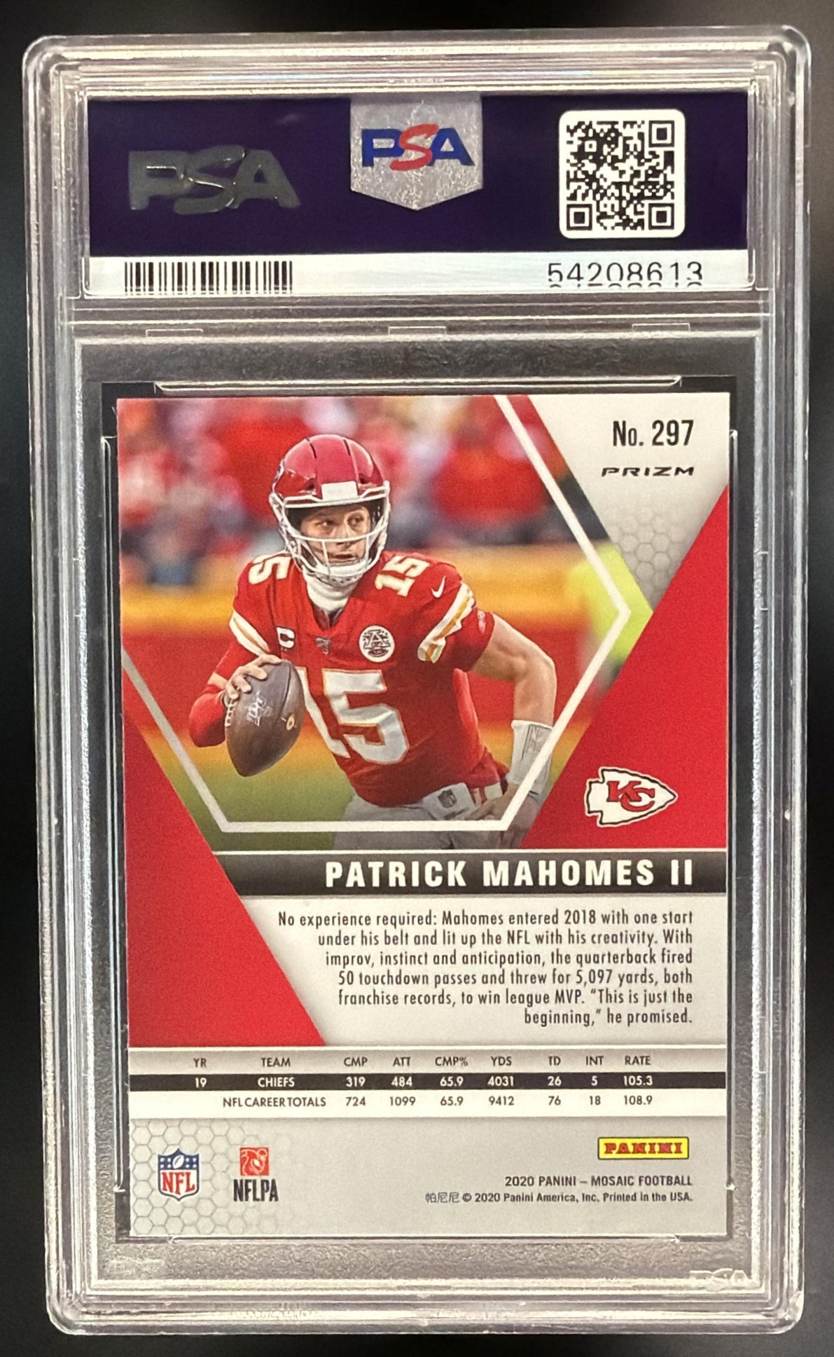 2020 Panini Mosaic Patrick Mahomes II #297 Prizm Silver PSA 10