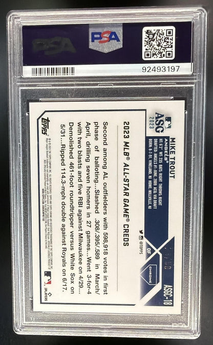 2023 Topps Chrome Update Mike Trout #ASGC-18 All Star Game Gold 1/50 PSA 10
