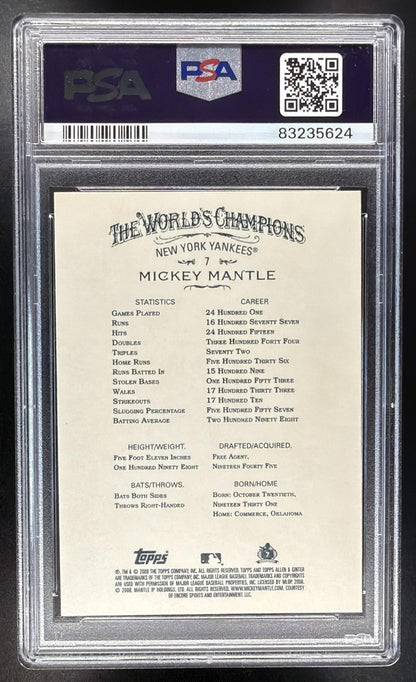 2008 Topps Allen & Ginter Mickey Mantle #7 PSA 10