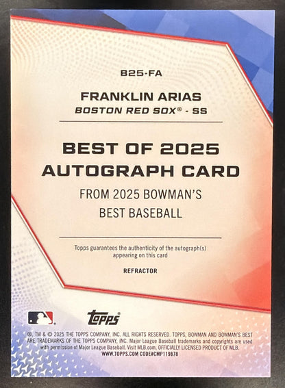 2025 Bowman Best Baseball Franklin Arias #B25-FA Refractor Auto