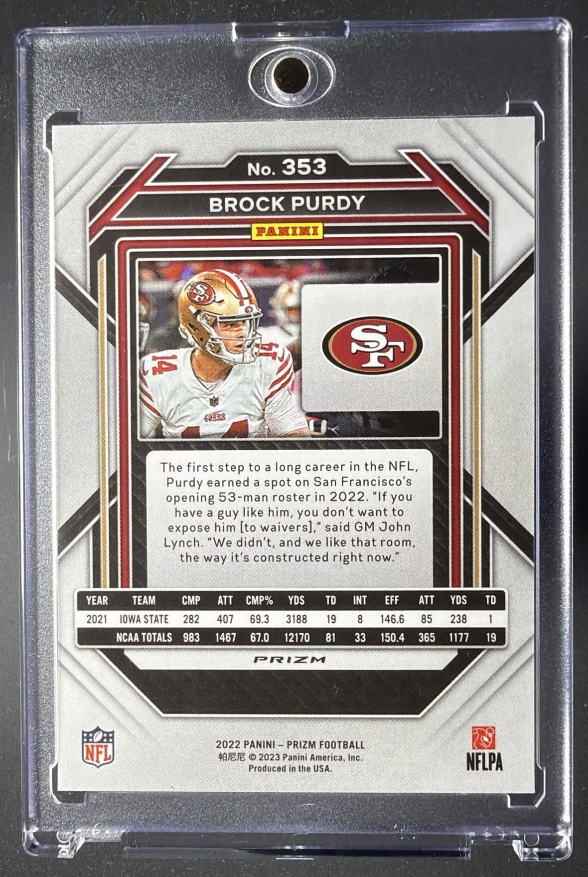 2022 Panini Prizm Brock Purdy #353 Green Ice RC