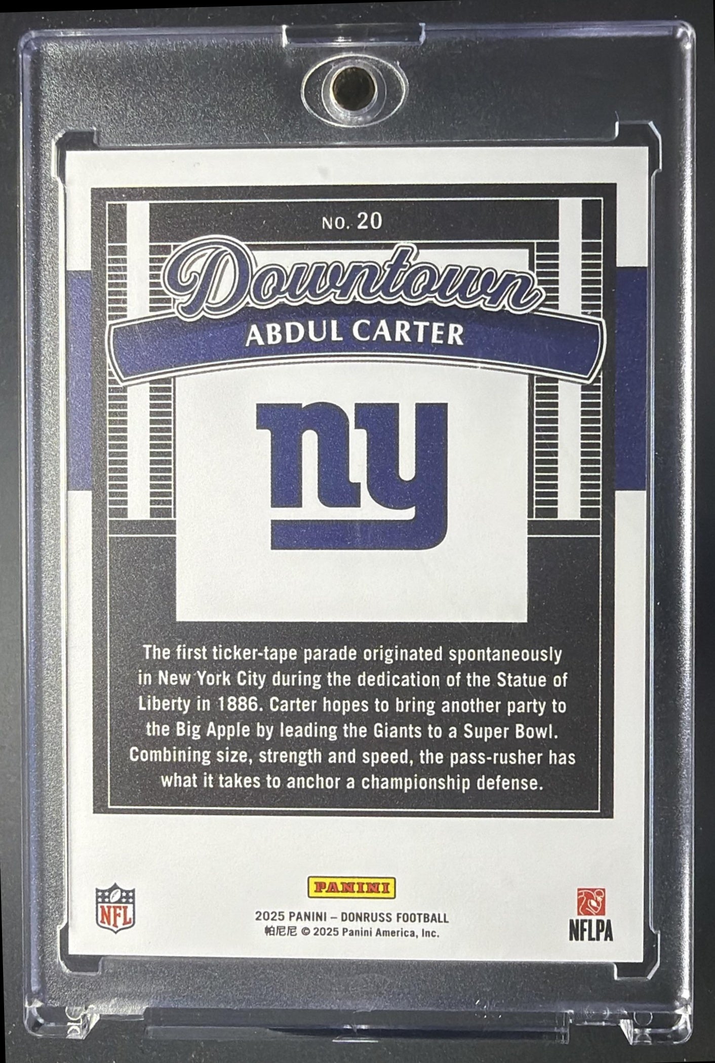 2025 Panini Donruss Abdul Carter #20 Downtown! SP