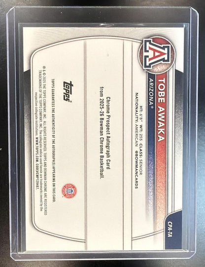 2025-26 Bowman University Tobe Awaka #CPA-TA Orange Reptilian Auto 24/25 1st Bowman