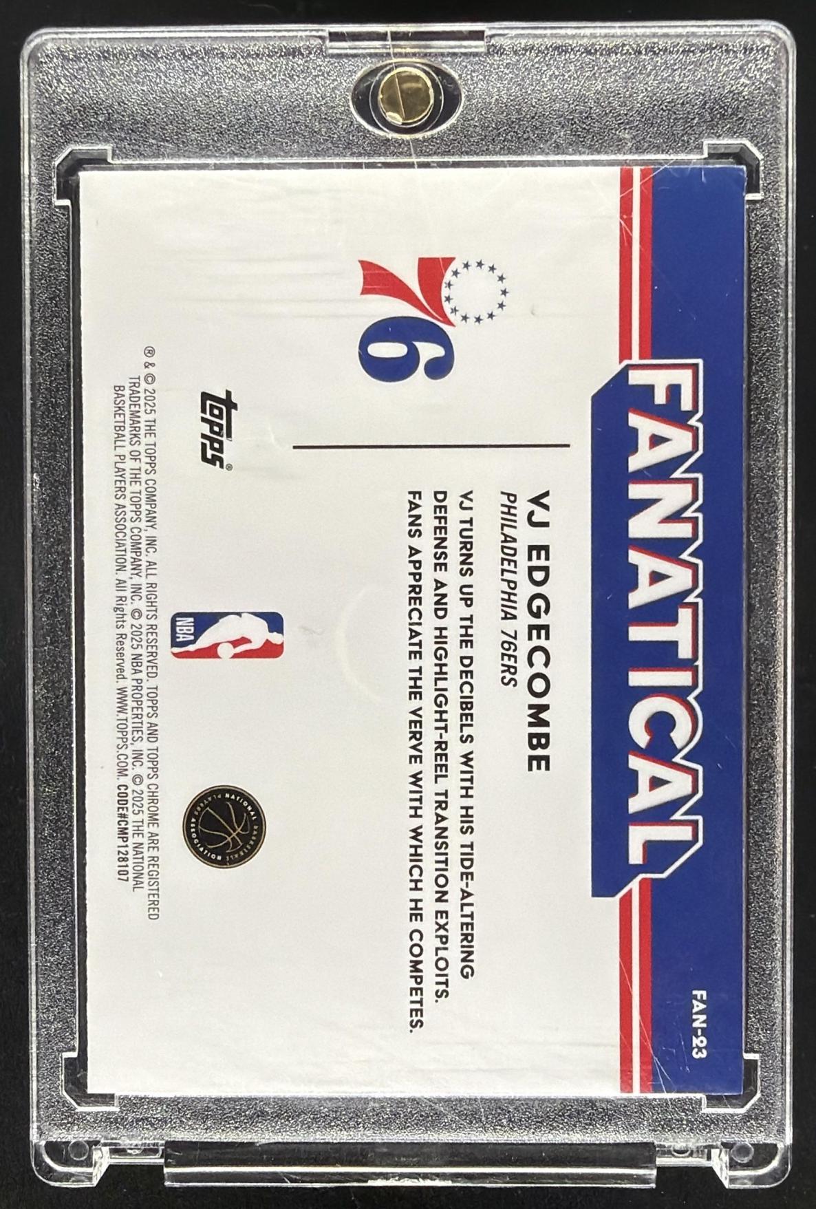 2025-26 Topps Chrome VJ Edgecombe #FAN-23 Fanatical RC SSP