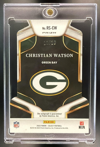 2022 Panini Select Christian Watson #RS-CW Rookie Signatures Die Cuts Gold Prizm /10 Auto RC