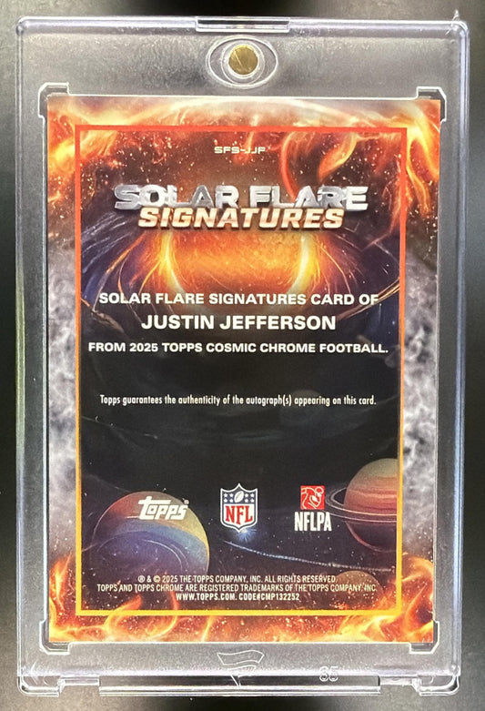 2025 Topps Cosmic Chrome Justin Jefferson #SFS-JJF Solar Flare Signatures /99 Auto