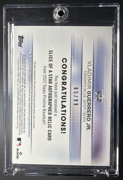 2022 Topps Pristine Vladimir Guerrero Jr. #SSAR-VG Slice of a Star Auto Relics Refractor /99