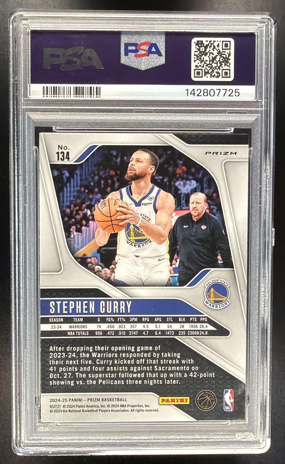 2024-25 Panini Prizm Stephen Curry #134 China Variation Silver PSA 10
