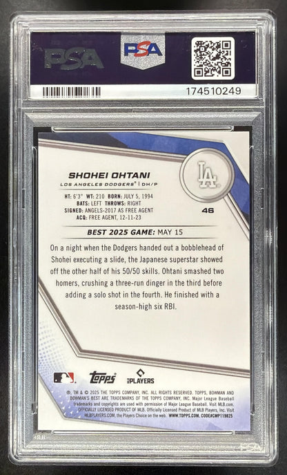 2025 Bowman's Best Shohei Ohtani #46 Yellow Lazer Refractor /75 PSA 10