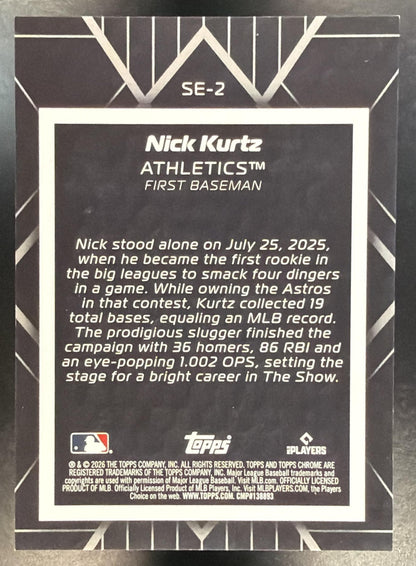 2026 Topps Chrome Nick Kurtz #SE-2 Shadow Etch Orange Refractor 3/25