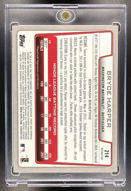 2012 Bowman Chrome Bryce Harper #214 Green Refractor RC