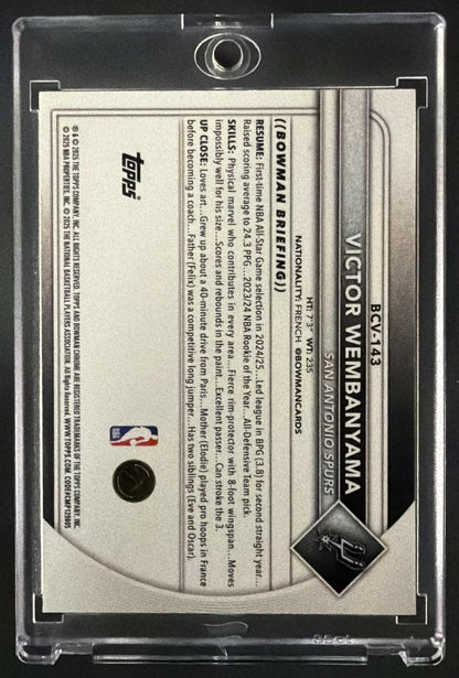 2025-26 Bowman Victor Wembanyama #BCV-143 Chrome Yellow Mojo Refractor 13/75