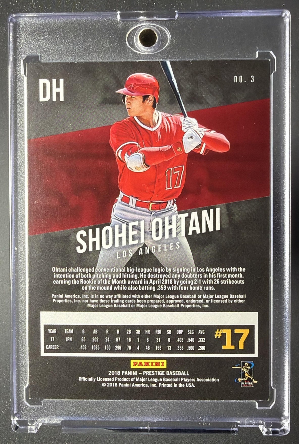 2018 Panini Chronicles Shohei Ohtani #3 Prestige RC