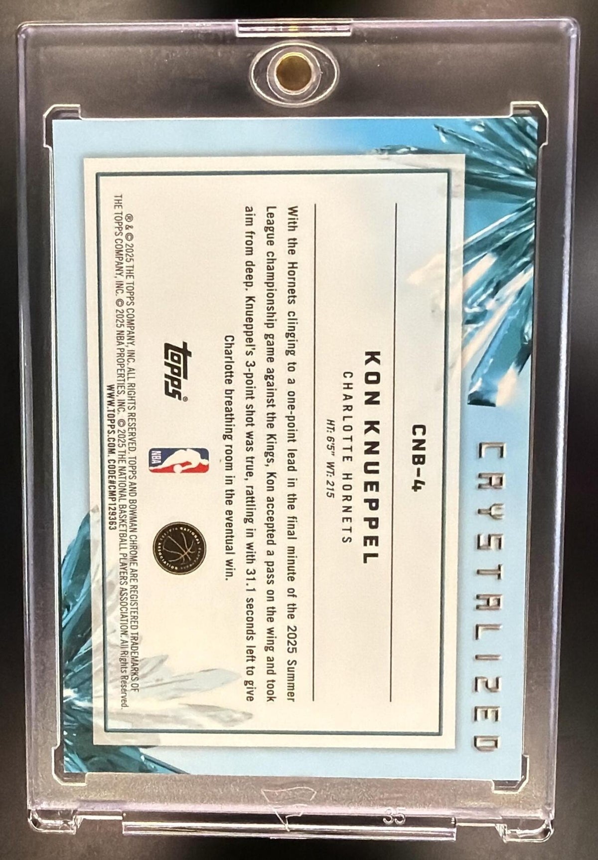 2025-26 Bowman Kon Knueppel #CNB-4 Chrome Crystalized RC SSP