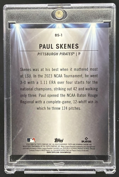 2024 Bowman Paul Skenes #BS-1 Spotlights Chrome Green Refractor 38/99 RC