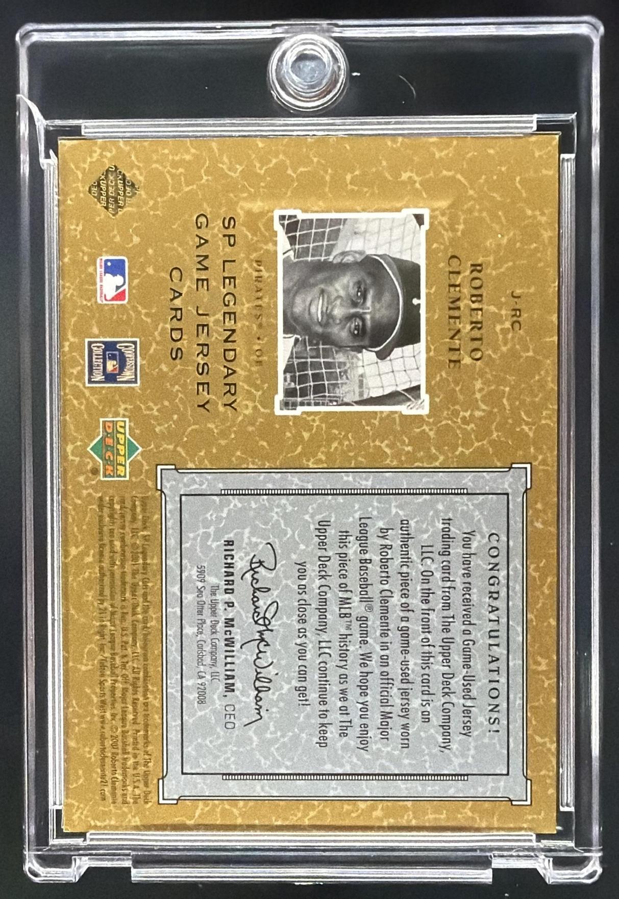 2001 SP Legendary Cuts Roberto Clemente #J-RC Game Jersey