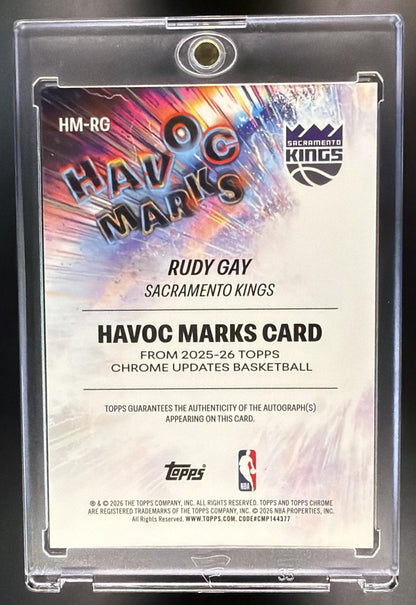 2025-26 Topps Chrome Update Rudy Gay #HM-RG Havoc Marks Red /5 Auto